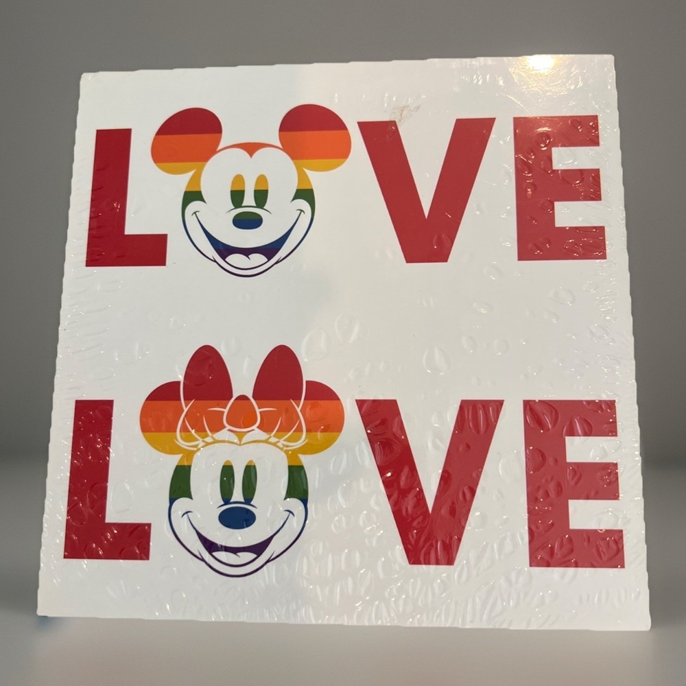Disney Wood Wall Art 2 Rainbow Collection 6" X 6" Mickey Minnie Love Pride New